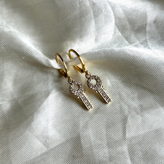 Crystal Key Earrings