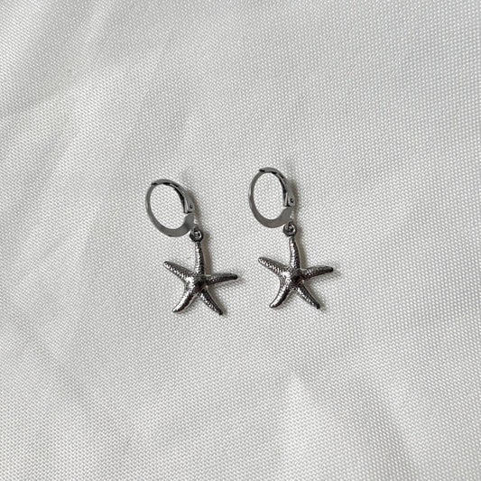 silver seastar earrings