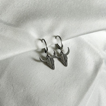 bull earrings in silver