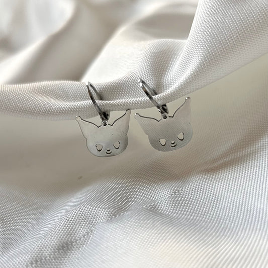 Spooky Cat Earrings Silver