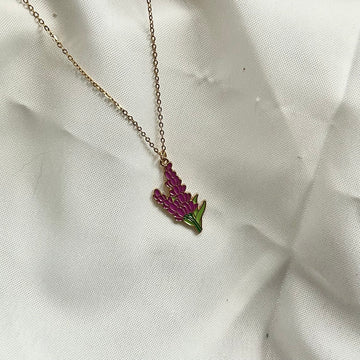 gold necklace with lavender charm
