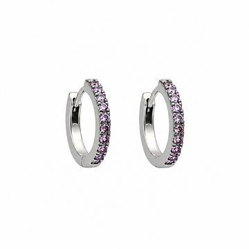 Purple Crystal Hoops