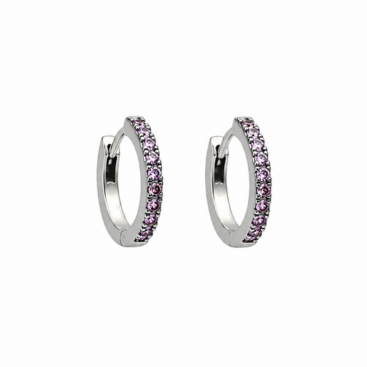 Purple Crystal Hoops