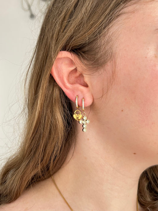 Crystal Heart Hoops