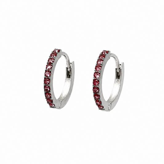 Mauve Crystal Hoops