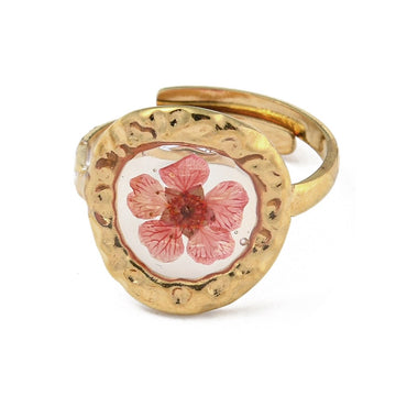 gold ring with resin flower