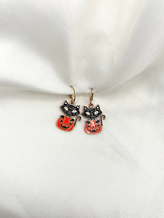 Pumpkin Cat Earrings
