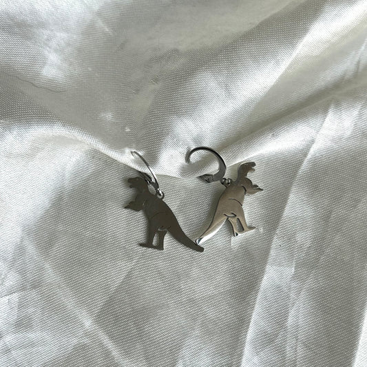 silver dino earrings