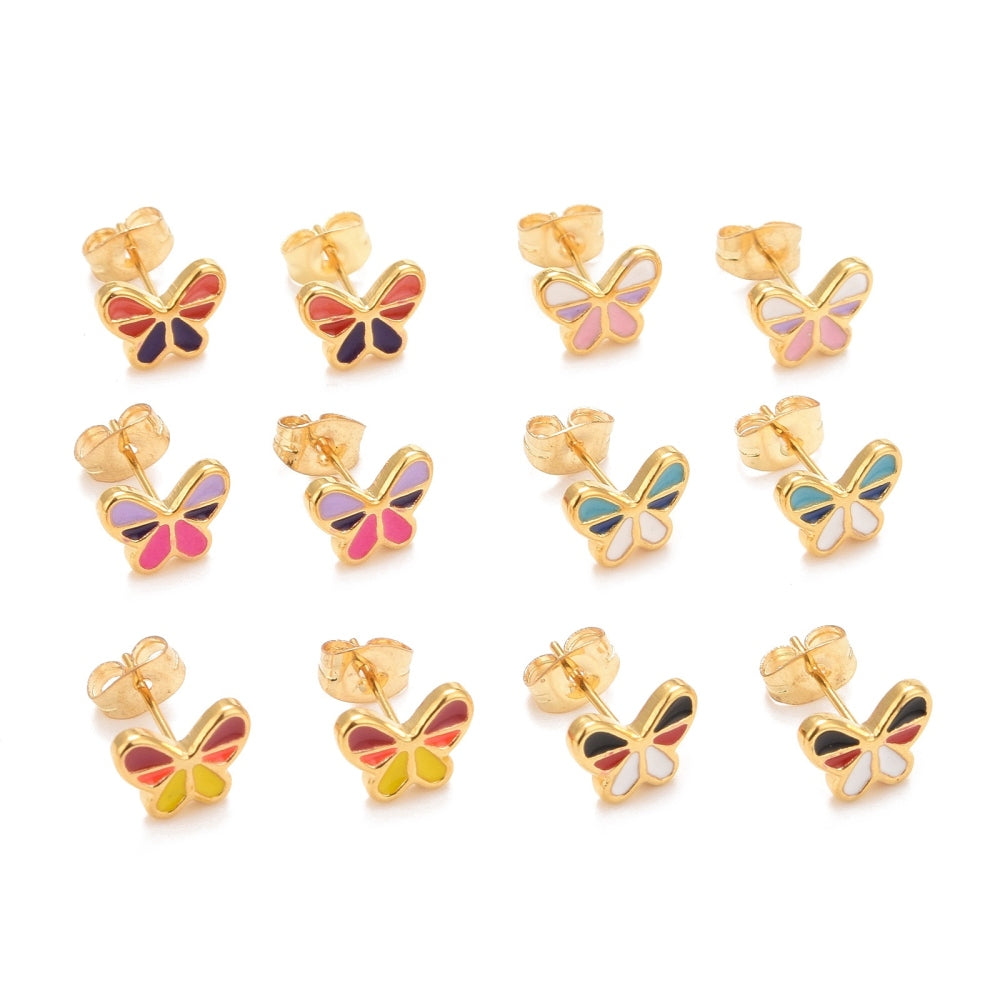 Colorful Butterfly Studs