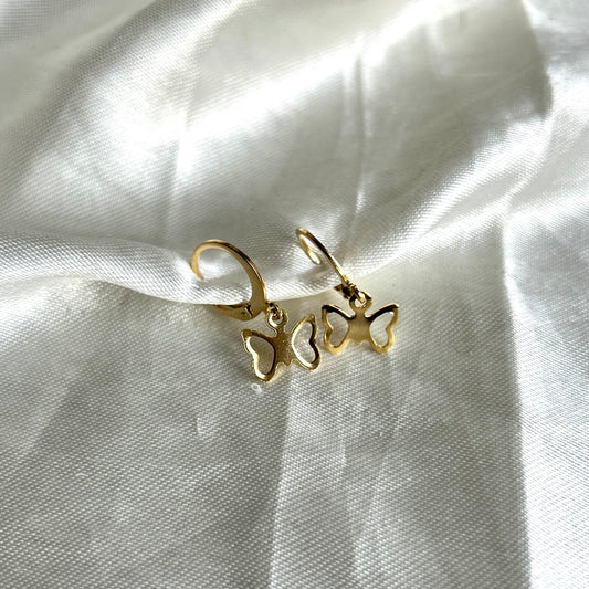 gold simple butterfly earrings