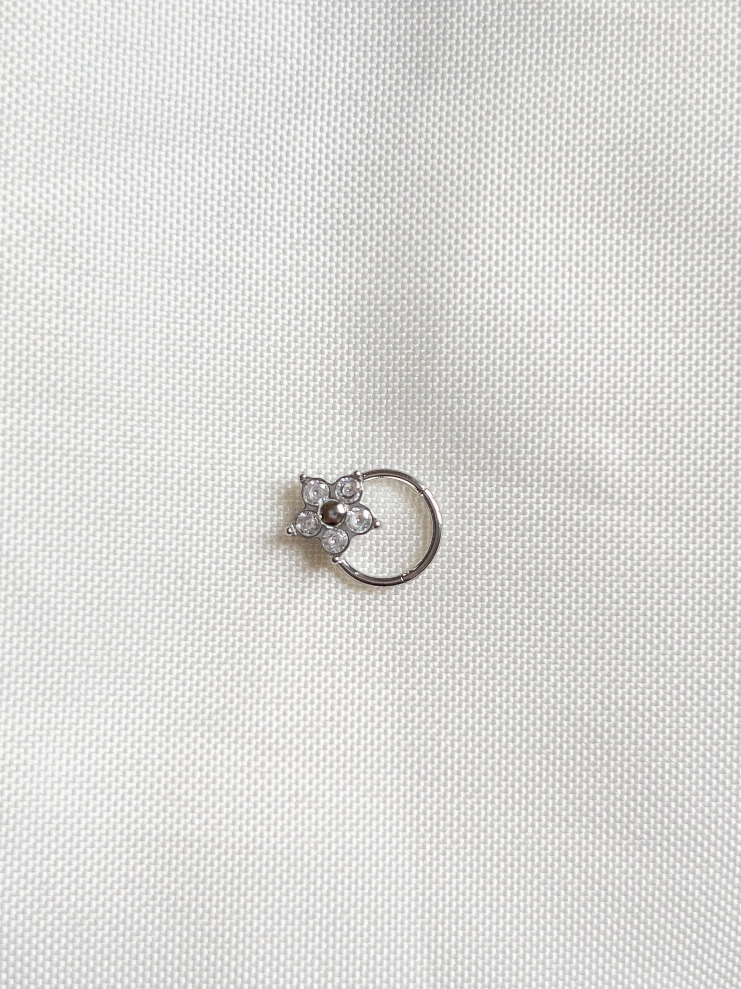 Crystal Flower Piercing Silver