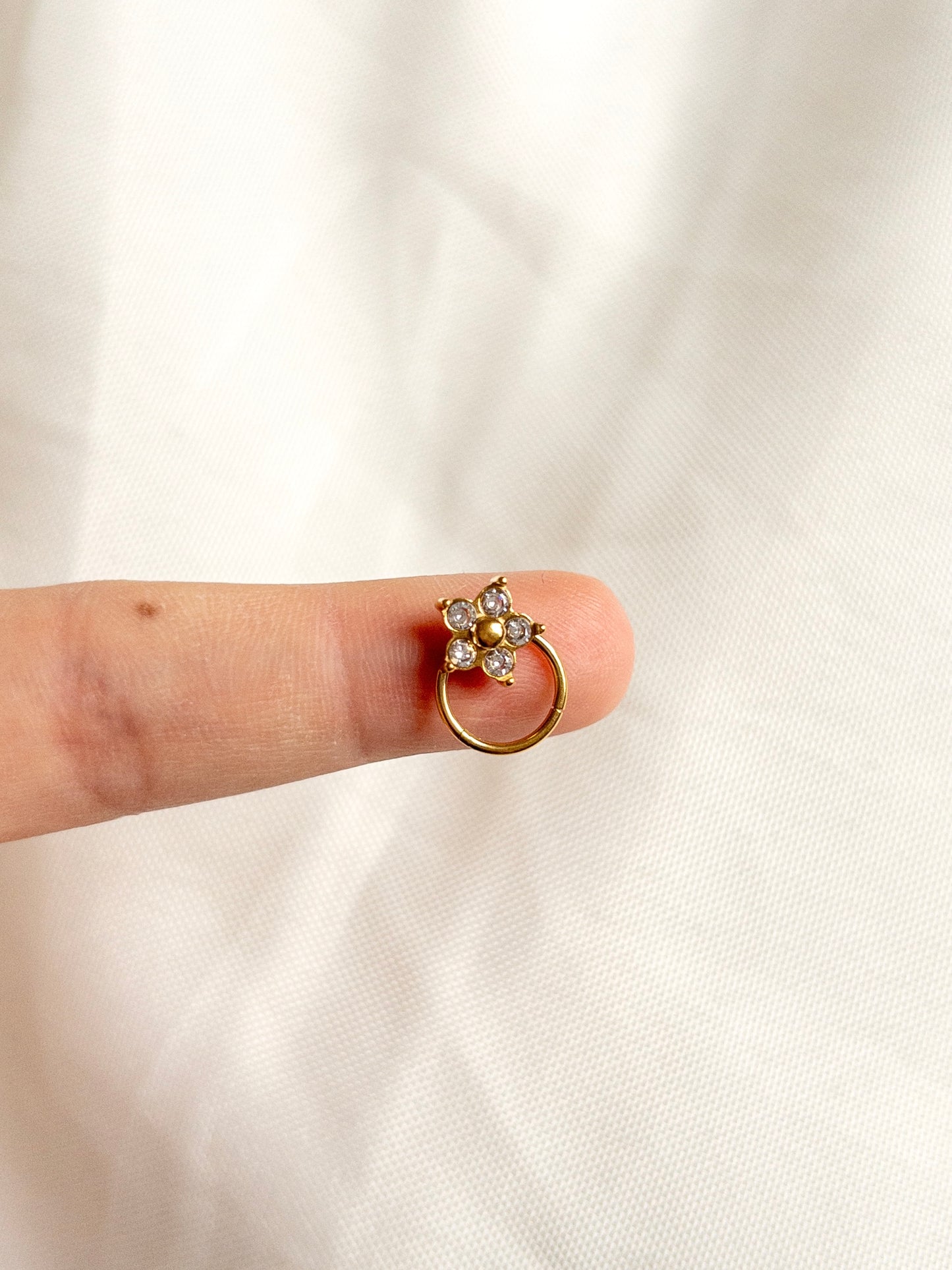 Crystal Flower Piercing Gold