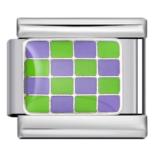 Purple & Green Checkered Charm