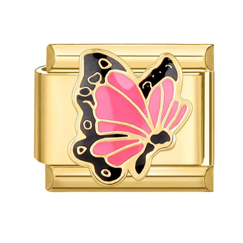 Pink Butterfly Italian Charm