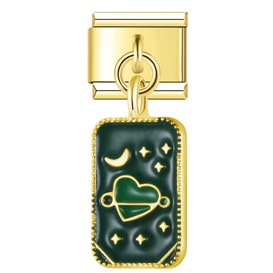 Green Heart Italian Charm