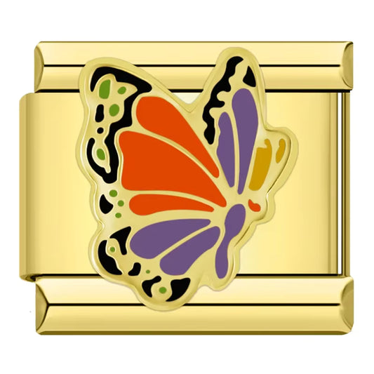 Orange-Purple Butterfly Italian Charm