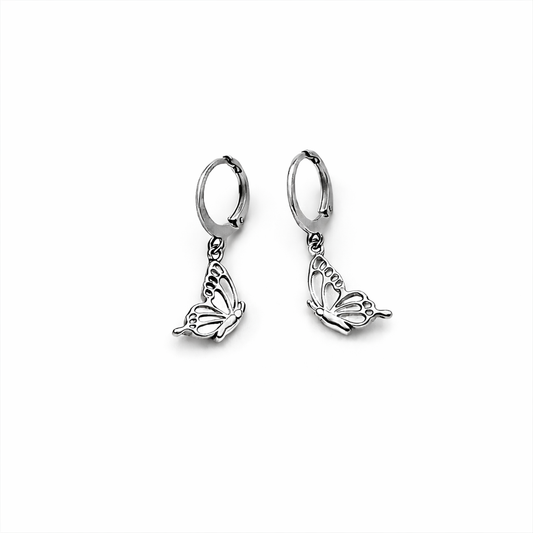 Double Butterfly Earrings Silver