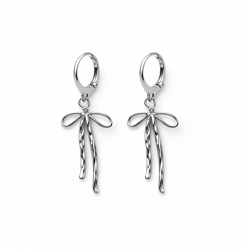 Statement Bow Hoops Silver