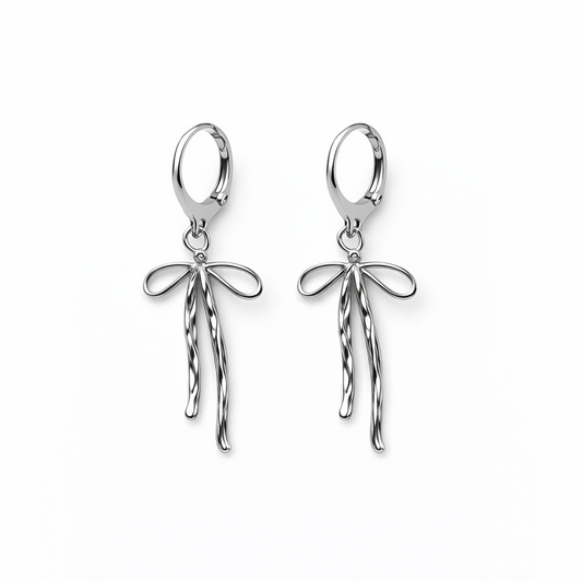Statement Bow Hoops Silver