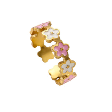 Pink & White Flower Ring