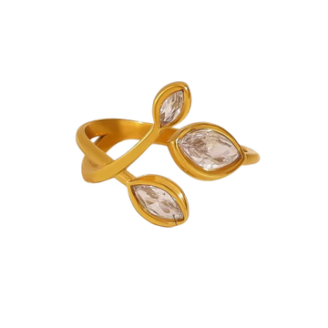 Crystal Leaves Ring