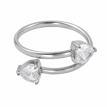 Double Crystal Heart Ring
