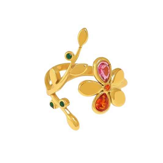 Colorful Leave & Flower Ring