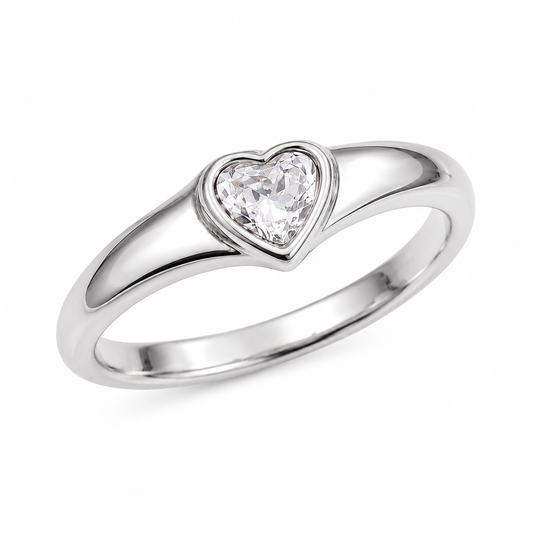 Chunky Crystal Heart Ring