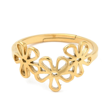 gold triple flower ring
