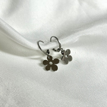 silver flower earrings