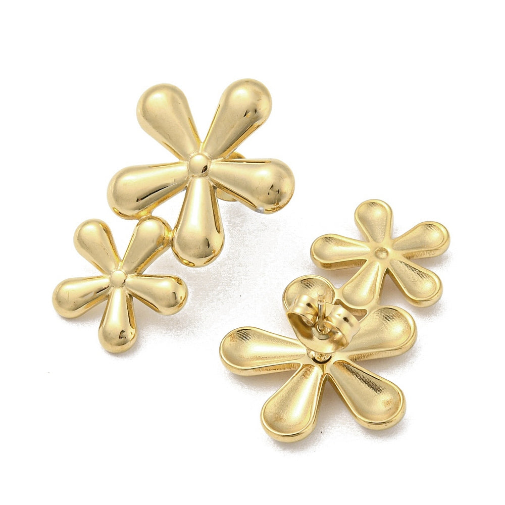 Statement Flower Earrings Gold