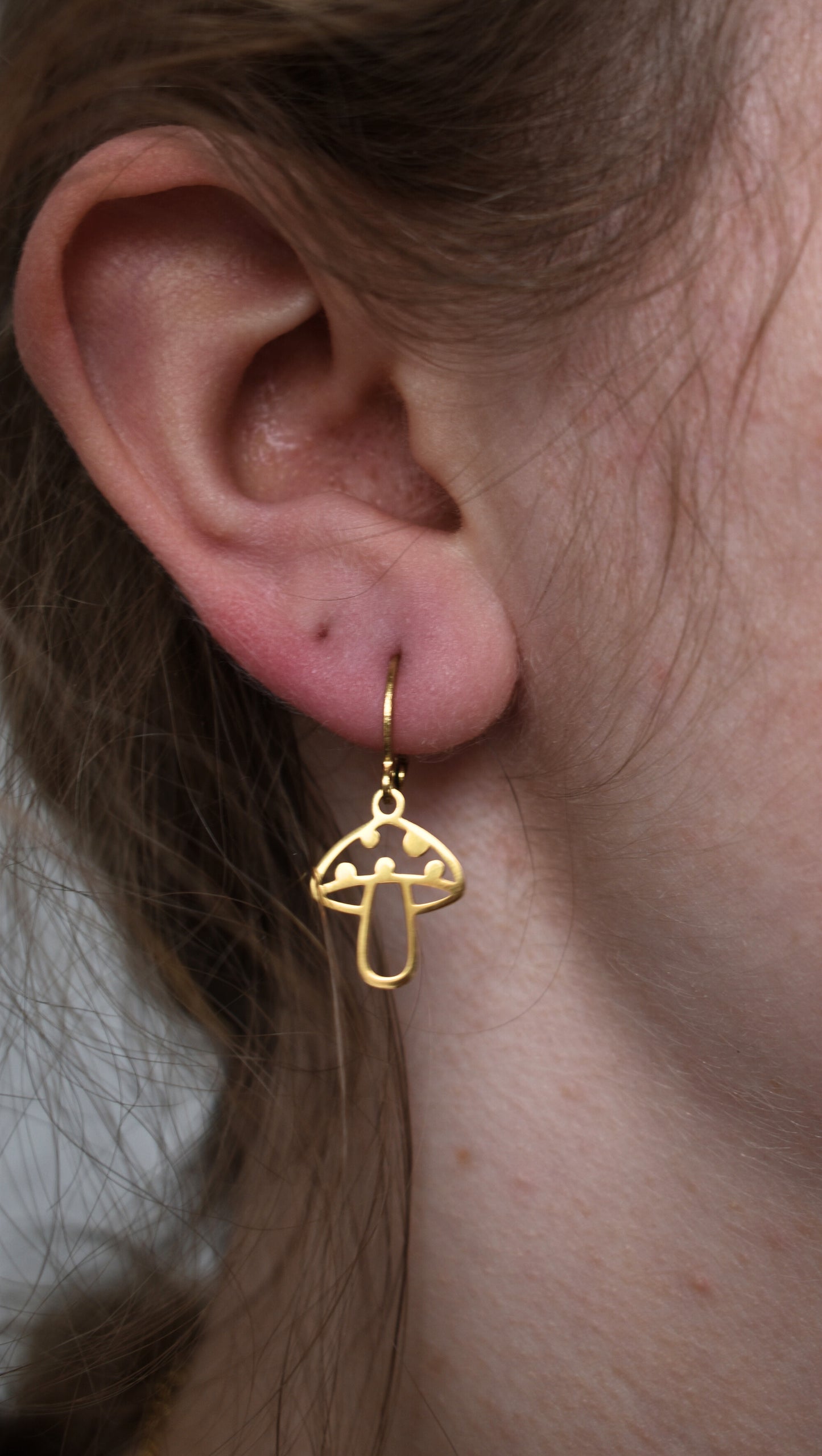 Mushroom Earrings Gold