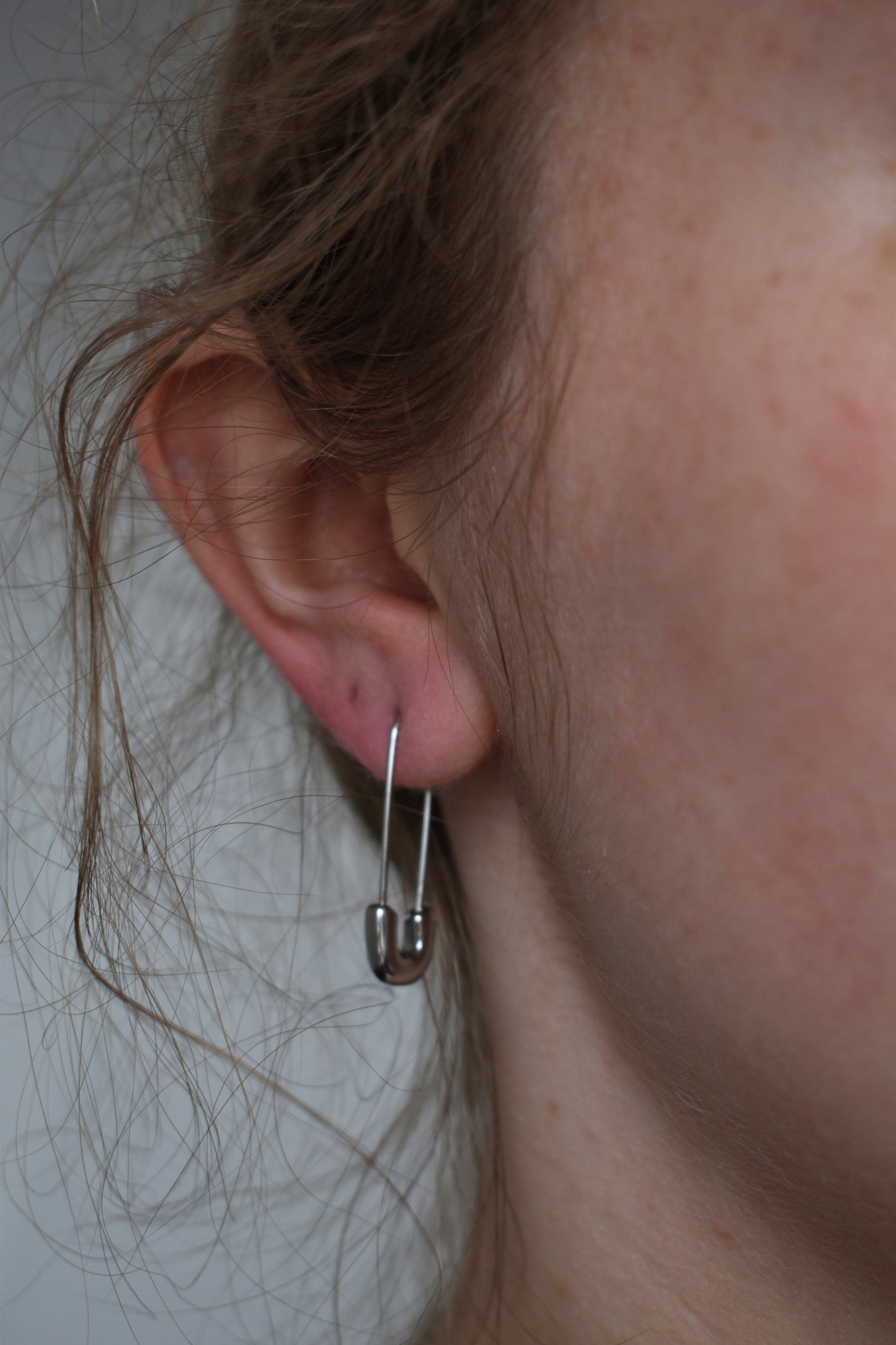 Safety Pin Earrings Silver